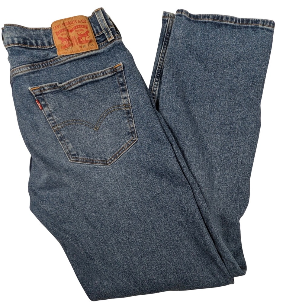 Levis 505 Regular Fit Jeans Mens 36x34 Medium Wash Blue Straight Leg Denim Y2K